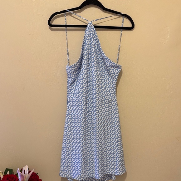 Cotton Candy Sky Blue Floral Backless Dress - Picture 1 of 4